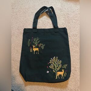 NWOT Princess Highway Embroidered Black Tote Bag
Deer Trees Flowers